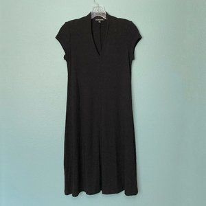 Eileen Fisher shawl collar v-neck short-sleeve knee-length dress
